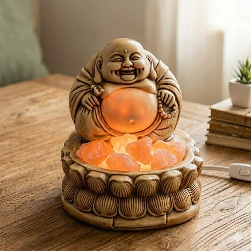 Lámpara de Sal Pedestal Buda Bola